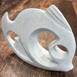 Artistic Blue/Gray Sone Look Nautical Ceramic Fish Sculpture.